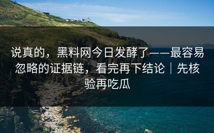 说真的，黑料网今日发酵了——最容易忽略的证据链，看完再下结论｜先核验再吃瓜